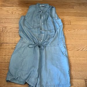 Denim colored collared romper